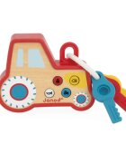 Janod Sound and Light Tractor Keychain aktivity hračka ze dřeva 18m+ 1 ks