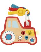 Janod Sound and Light Tractor Keychain aktivity hračka ze dřeva 18m+ 1 ks