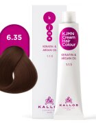 Kallos KJMN Professional Cream Hair Colour Keratin & Argan Oil barva na vlasy s keratinem a arganovým olejem odstín 6.35 Dark Golden Mahogany Blond 10