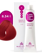Kallos KJMN Professional Cream Hair Colour Keratin & Argan Oil barva na vlasy s keratinem a arganovým olejem odstín 8.34 l Intense Copper Red 100 ml