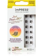 KISS imPRESS Just Press & GO ! trsové nalepovací řasy bez uzlíku Authentic Natural c 12 ks