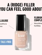 LONDONTOWN Kur Tinted Fortifying Ridge Filler vyhlazující podkladový lak na nehty pro suché a křehké nehty odstín Apricot Beige 12 ml