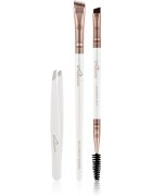 Luvia Cosmetics Prime Vegan Brow Kit sada na úpravu obočí Pearl White / Metallic Coffee Brown