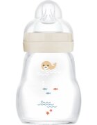 MAM Feel Good Glass Baby Bottle antikoliková skleněná láhev 0m+ Beige 1 ks