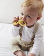 Matchstick Monkey Monkey Teether kousátko s kartáčkem 2 v 1 Yellow 1 ks
