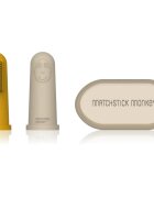 Matchstick Monkey Silicone Finger Toothbrush dětský zubní kartáček na prst s pouzdrem Yellow/ Beige 2 ks