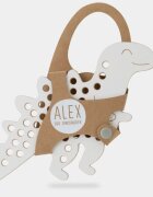 Milin Big Wooden Lacing Toy Dinosaur Alex aktivity hračka 22 cm x 15 cm x 07 cm 1 ks