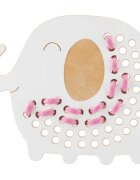 Milin Big Wooden Lacing Toy Elephant Oliver aktivity hračka 195 cm x 16 cm x 07 cm 1 ks