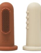 Mushie Finger Toothbrush dětský zubní kartáček na prst Clay/Shifting Sand 2 ks