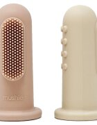 Mushie Finger Toothbrush dětský zubní kartáček na prst Shifting Sand/Blush 2 ks