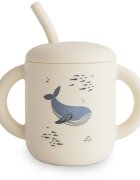 Mushie Silicone Training Cup Whales hrnek s brčkem 1 ks