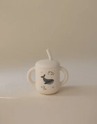 Mushie Silicone Training Cup Whales hrnek s brčkem 1 ks
