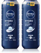 Nivea MEN Hydrocare sprchový gel na obličej tělo a vlasy výhodné balení 2 x 500 ml
