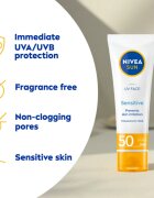 Nivea SUN Sensitive ochranný pleťový krém pro citlivou pleť SPF 50 50 ml