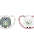 NUK Perfect Match Air Night 6-18 m dudlík Firefly/Sheep 2 ks