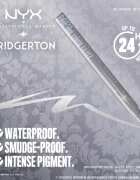 NYX Professional Makeup Bridgerton Royal Epic Ink Liner třpytivá linka na oči odstín 01 Glitzed In Silver 1 ml