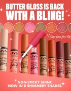 NYX Professional Makeup Butter Gloss Bling lesk na rty třpytivý odstín 03 Pricey 8 ml