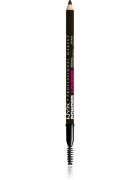 NYX Professional Makeup Powder Louder tužka na obočí s kartáčkem odstín Black 1 ks
