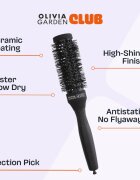 Olivia Garden Club The Glow Blowout Ceramic Round Brush Black kulatý kartáč na vlasy S 1 ks