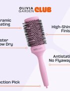Olivia Garden Club The Glow Blowout Ceramic Round Brush Pink kulatý kartáč na vlasy 1 ks