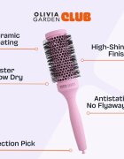 Olivia Garden Club The Glow Blowout Ceramic Round Brush Pink kulatý kartáč na vlasy M 1 ks
