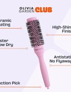 Olivia Garden Club The Glow Blowout Ceramic Round Brush Pink kulatý kartáč na vlasy S 1 ks