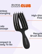 Olivia Garden Club The Nomad Detangling&Shine Fingerbrush​ plochý kartáč na vlasy Black 1 ks