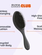 Olivia Garden Club The Reset Detangling&Shine Hairbrush plochý kartáč s pouzdrem Black 1 ks