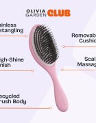 Olivia Garden Club The Reset Detangling&Shine Hairbrush plochý kartáč s pouzdrem Pink 1 ks