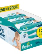 Pampers 99% Water Baby Wipes vlhčené čisticí ubrousky pro děti 12x60 ks