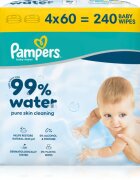 Pampers 99% Water Baby Wipes vlhčené čisticí ubrousky pro děti 4x60 ks