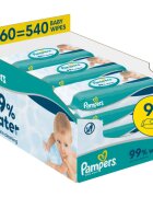 Pampers 99% Water Baby Wipes vlhčené čisticí ubrousky pro děti 9x60 ks
