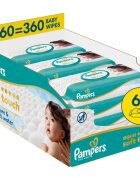 Pampers Aqua Soft Touch vlhčené čisticí ubrousky pro děti 6x60 ks