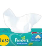 Pampers Fresh Clean vlhčené čisticí ubrousky pro děti pro citlivou pokožku 4x52 ks