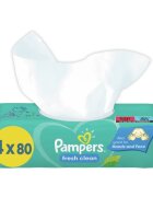 Pampers Fresh Clean vlhčené čisticí ubrousky pro děti pro citlivou pokožku 4x80 ks