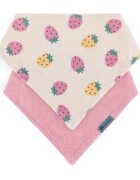 Petite&Mars Bandana Luke 3m+ bryndák Beige Strawberies&Dusty Rose 2 ks
