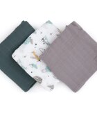 Petite&Mars Moussy látkové pleny Grey Planes 68 x 68 cm 3 ks