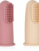Petite&Mars Take&Match 0m+ dětský zubní kartáček na prst s pouzdrem Rose&Sand 2 ks