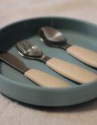 Petite&Mars Take&Match Stainless Steel Cutlery Set příbor pro děti Desert Sand 12m+ 3 ks