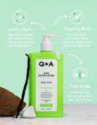 Q+A AHA Exfoliator obnovující tělové mléko s exfoliačním účinkem vůně Golden Vanilla + Coconut 250 ml