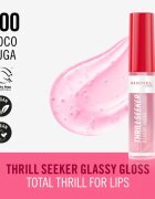 Rimmel Thrill Seeker Glassy Gloss lesk na rty pro větší objem odstín 100 Coco Suga 10 ml