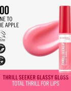 Rimmel Thrill Seeker Glassy Gloss lesk na rty pro větší objem odstín 500 Pine to the Apple 10 ml
