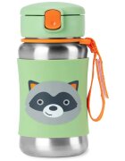 Skip Hop Spark Style Straw Bottle nerezová láhev na vodu s brčkem Racoon 12 m+ 1 ks