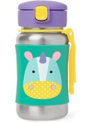 Skip Hop Zoo Straw Bottle nerezová láhev na vodu s brčkem Unicorn 12 m+ 1 ks