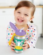 Skip Hop Zoo Straw Bottle nerezová láhev na vodu s brčkem Unicorn 12 m+ 1 ks