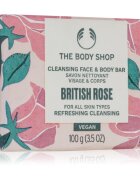 The Body Shop British Rose Cleansing Bar tuhé mýdlo na tělo a obličej 100 g