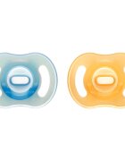 Tommee Tippee Ultra Light Night dudlík 6-18m Orange/ Blue 2 ks