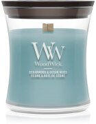 Woodwick Cedarwood & Ocean Moss vonná svíčka s dřevěným knotem 85 g