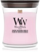 Woodwick Cherry Blossom & Vanilla vonná svíčka s dřevěným knotem 85 g