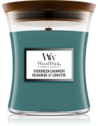 Woodwick Evergreen Cashmere vonná svíčka s dřevěným knotem 275 g